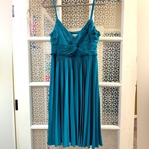 Calvin Klein teal braided strap twist front Pleated Dress size 12